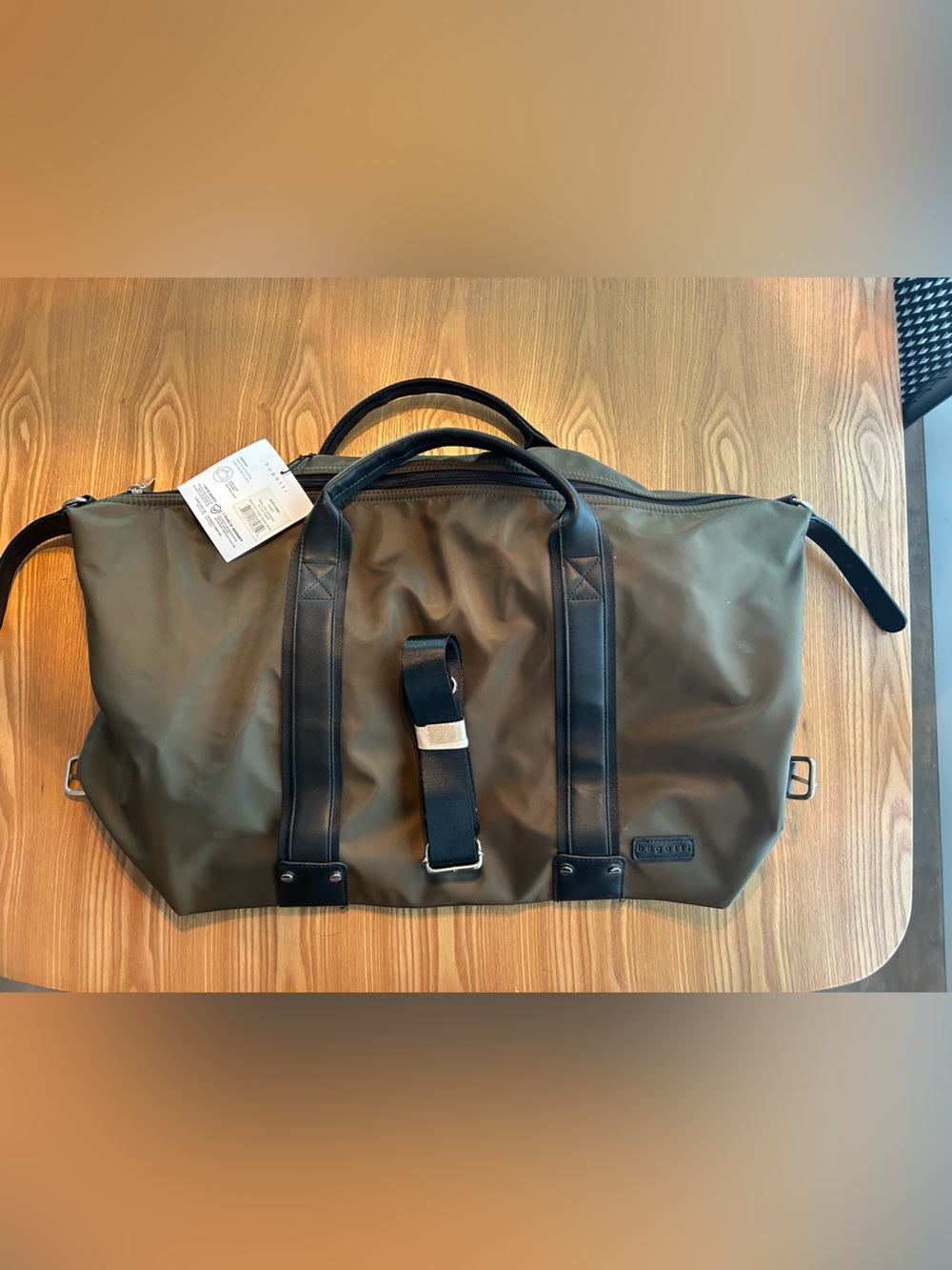 Bugatti Olive Green Travel Duffel with Black Accents